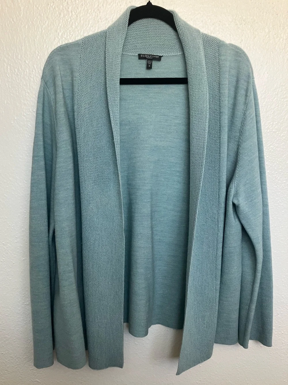 Eileen Fisher 100% Merino Wool Cardigan Tank Twin Set Blue Women 1X Capsule READ